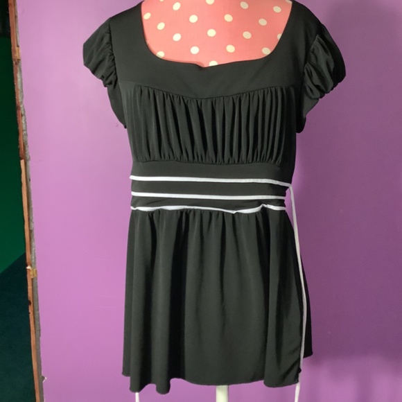 Women’s Speechless Black/white Peplum Top Size L - Picture 3 of 15